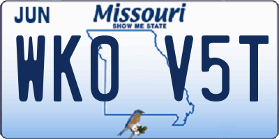 MO license plate WK0V5T