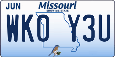 MO license plate WK0Y3U