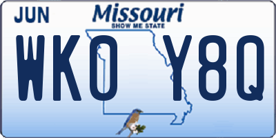 MO license plate WK0Y8Q