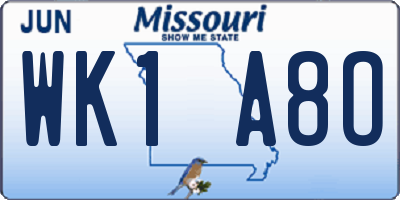 MO license plate WK1A8O