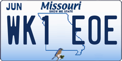 MO license plate WK1E0E