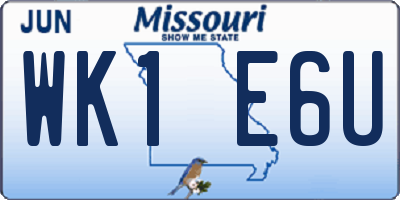 MO license plate WK1E6U