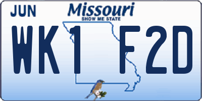 MO license plate WK1F2D