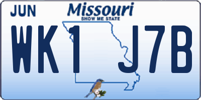MO license plate WK1J7B