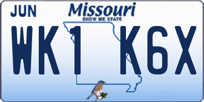MO license plate WK1K6X