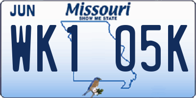 MO license plate WK1O5K