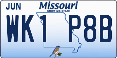 MO license plate WK1P8B