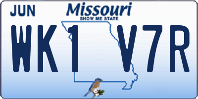 MO license plate WK1V7R
