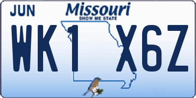 MO license plate WK1X6Z
