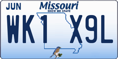 MO license plate WK1X9L
