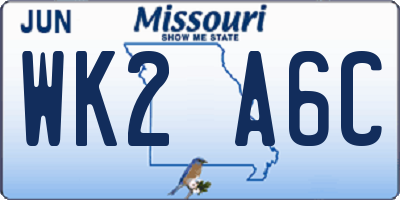MO license plate WK2A6C