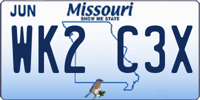 MO license plate WK2C3X