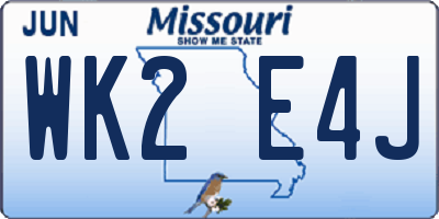 MO license plate WK2E4J