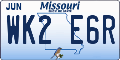 MO license plate WK2E6R