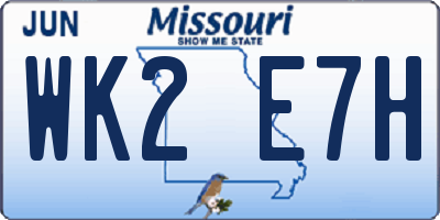 MO license plate WK2E7H