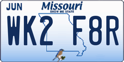 MO license plate WK2F8R