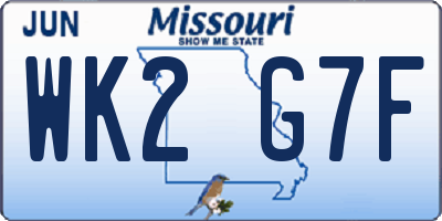 MO license plate WK2G7F