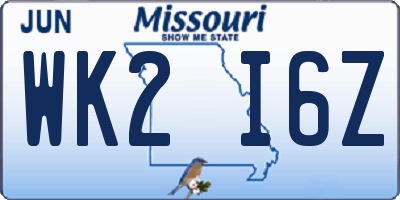 MO license plate WK2I6Z