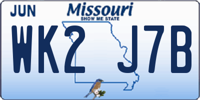 MO license plate WK2J7B