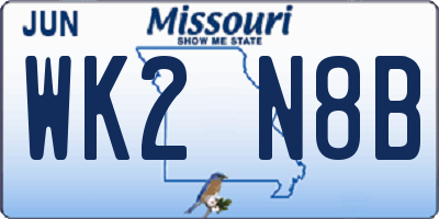 MO license plate WK2N8B
