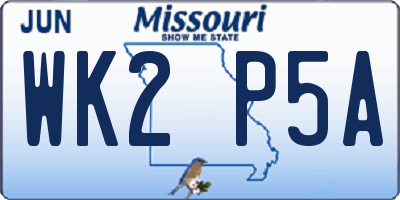 MO license plate WK2P5A