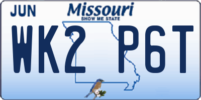 MO license plate WK2P6T