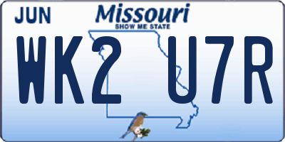 MO license plate WK2U7R