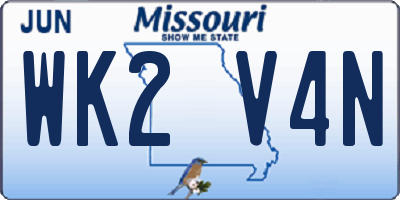 MO license plate WK2V4N