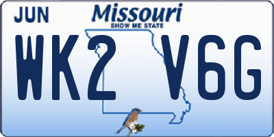 MO license plate WK2V6G