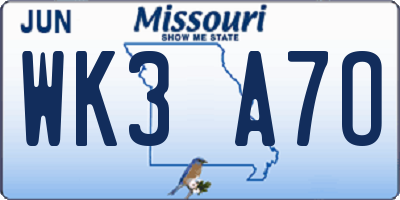 MO license plate WK3A7O