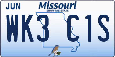 MO license plate WK3C1S