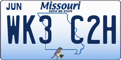 MO license plate WK3C2H