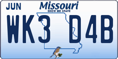 MO license plate WK3D4B