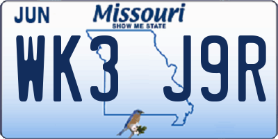 MO license plate WK3J9R