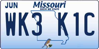MO license plate WK3K1C