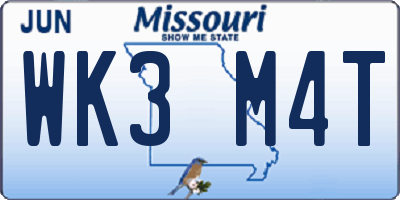 MO license plate WK3M4T