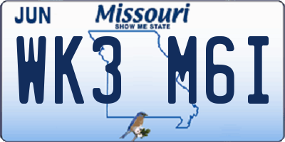 MO license plate WK3M6I