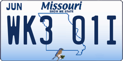 MO license plate WK3O1I