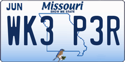 MO license plate WK3P3R