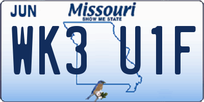 MO license plate WK3U1F