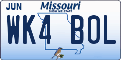 MO license plate WK4B0L