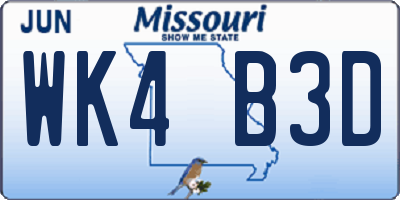 MO license plate WK4B3D