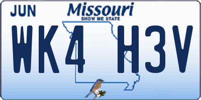 MO license plate WK4H3V
