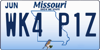 MO license plate WK4P1Z