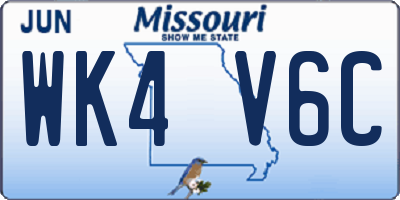 MO license plate WK4V6C