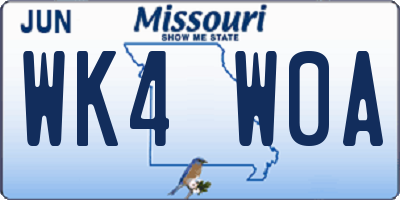 MO license plate WK4W0A
