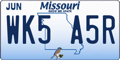 MO license plate WK5A5R