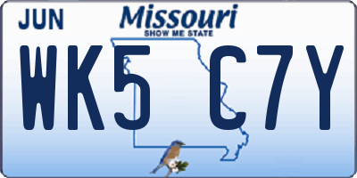 MO license plate WK5C7Y