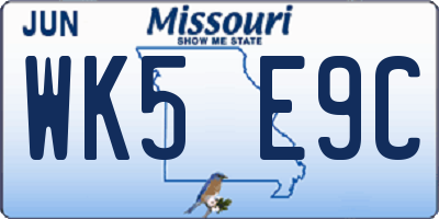 MO license plate WK5E9C