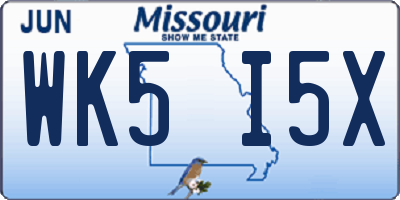 MO license plate WK5I5X